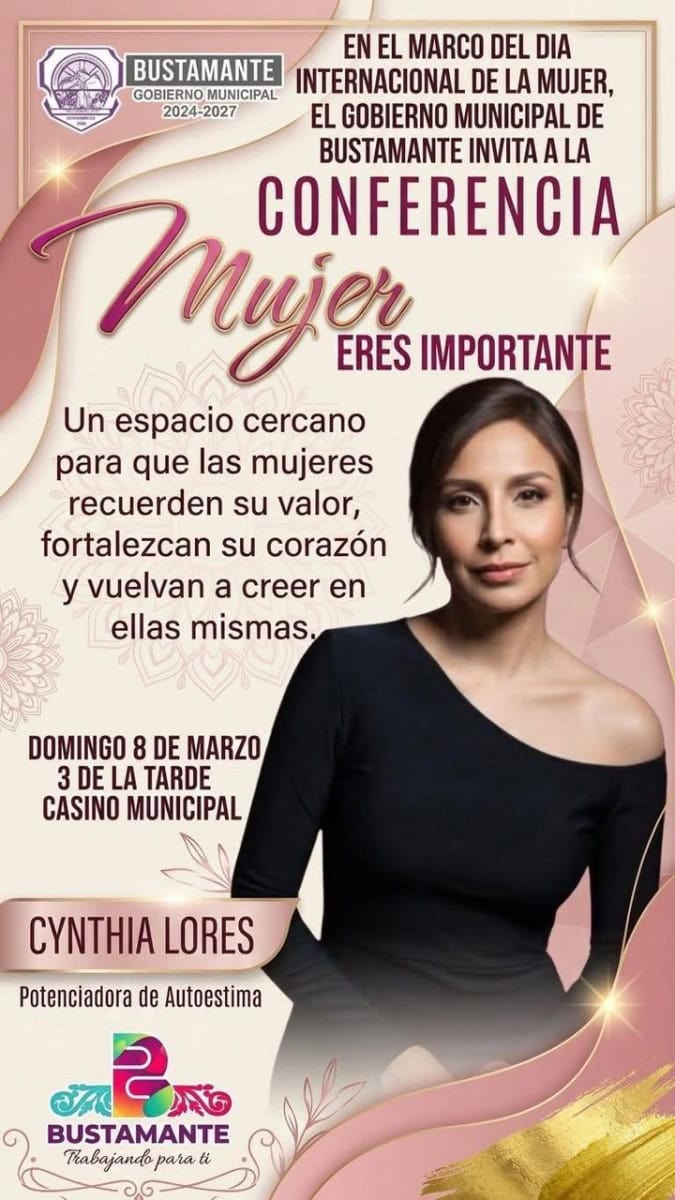 Conmemora la Dra. Maricela Rodríguez González, Presidenta Municipal de Bustamante el día Internacional de la Mujer con llamado a la unidad y conferencia magistral.